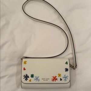Kate Spade White Crossbody Bag with Multicolor Floral Design